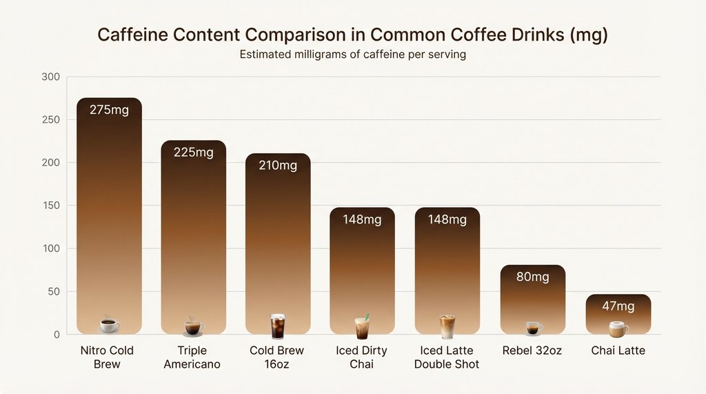 Caffeine Levels Comparison Chart Across 7 Brew Drinks