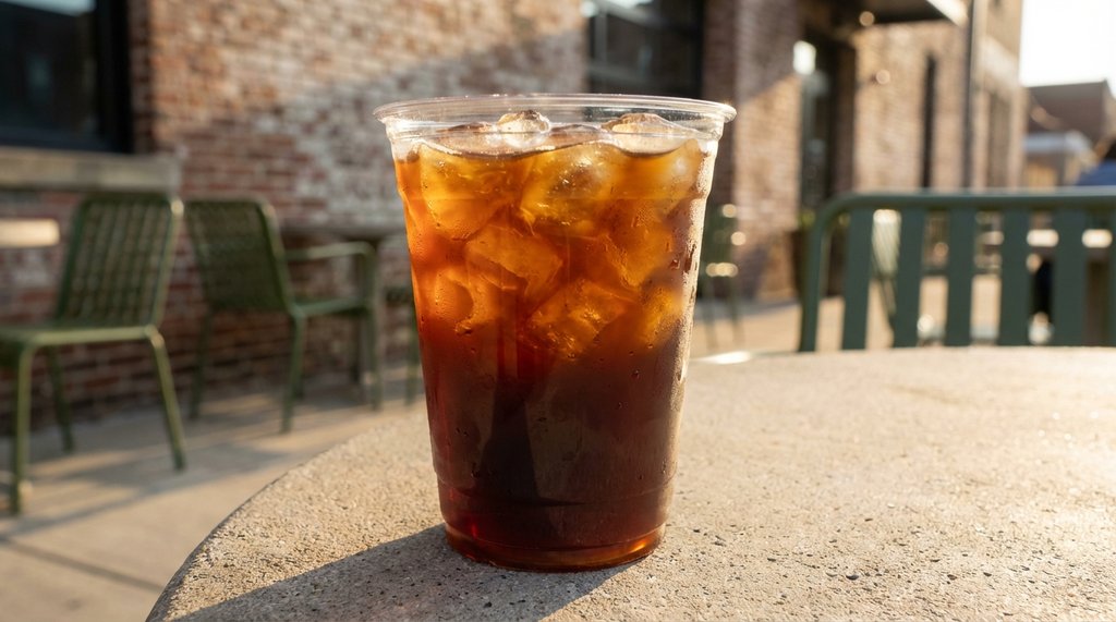 Iced Triple Americano in Clear Cup Photorealistic