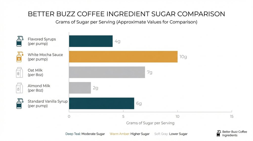 Sugar Content Comparison Infographic for Coffee Syrups and Milks