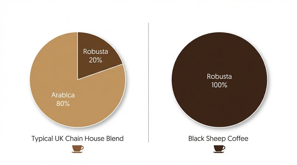Espresso blend composition pie charts infographic