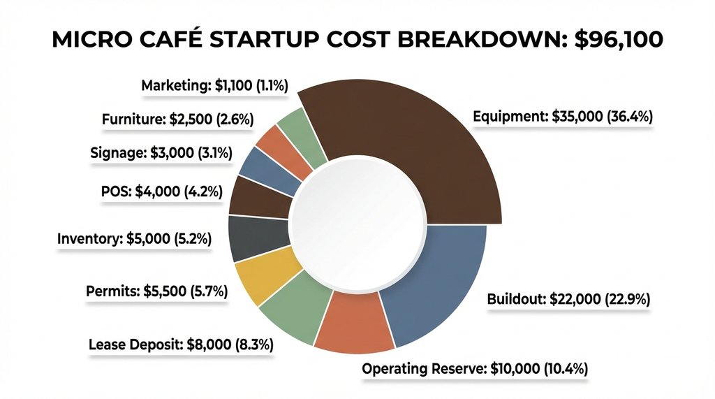 Startup cost breakdown donut chart for micro café