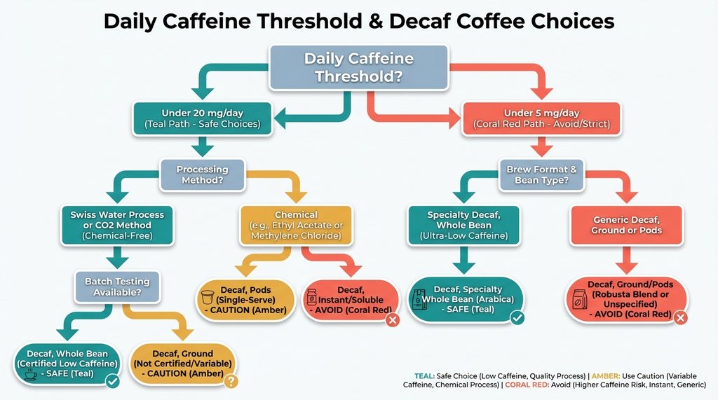 Decision flowchart for caffeine-sensitive decaf coffee selection