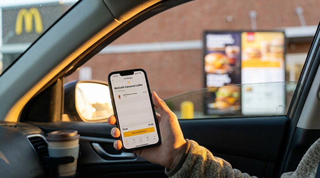 Drive-through McCafé order on phone