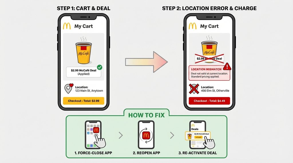 McDonald's app deal validation bug illustration on phone screen