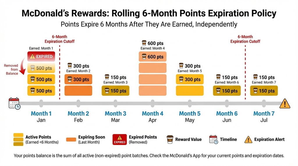 Rolling 6-month points expiration timeline infographic