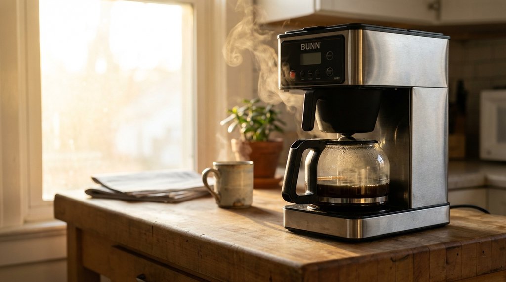 Bunn NHBX coffee maker on kitchen counter