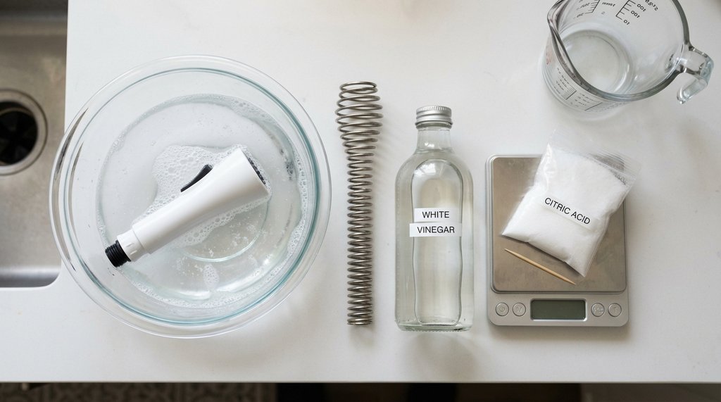 Bunn NHBX descaling tools laid out on counter