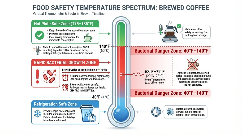 Coffee Safety Temperature and Bacterial Danger Zone Infographic