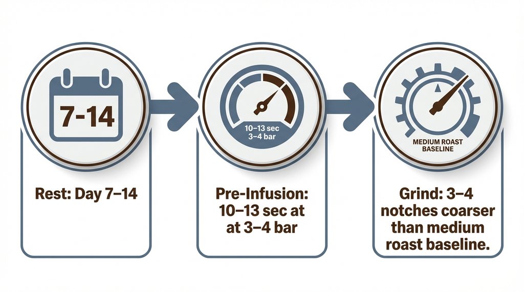 Step-by-step infographic for fixing Big Trouble espresso inconsistency