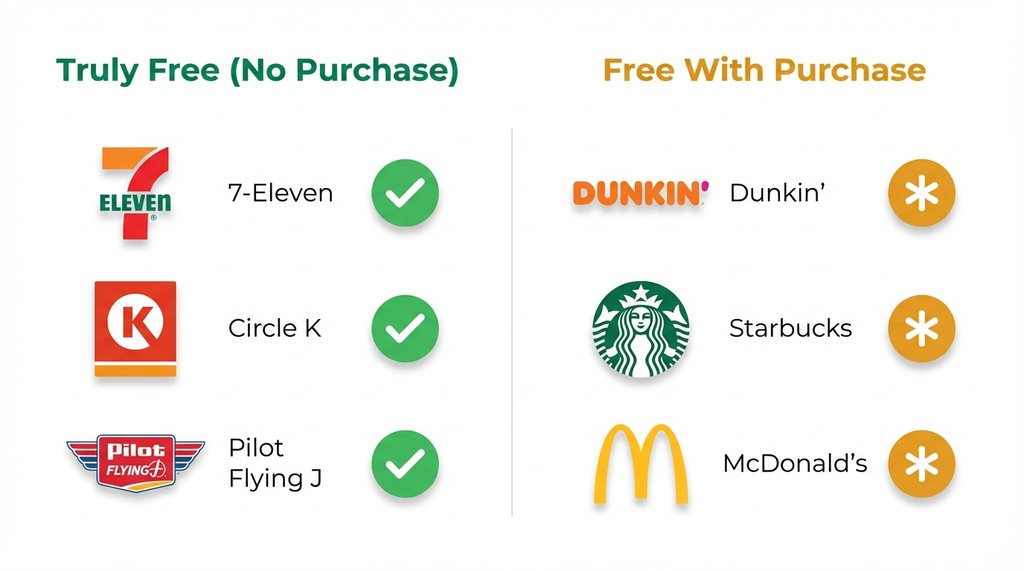 Infographic comparing truly free vs free with purchase coffee deals