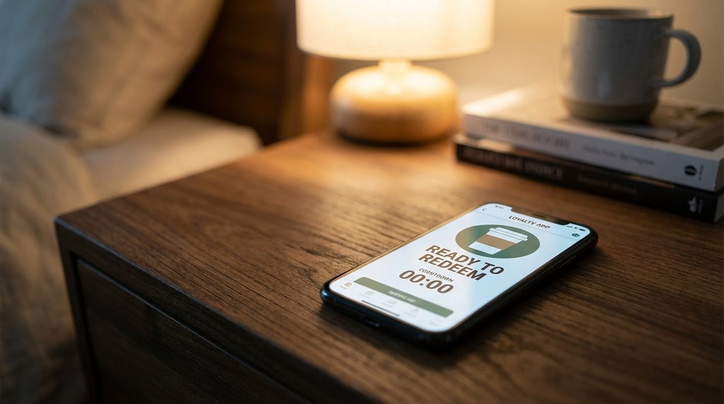 Phone showing loyalty app offer page the night before National Coffee Day