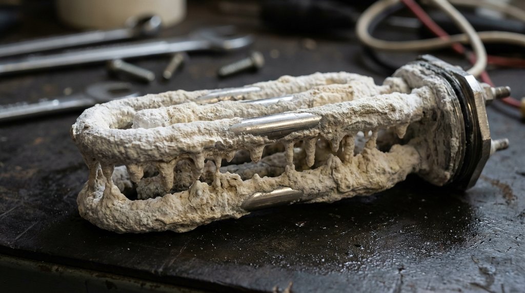 Coffee machine heating element with severe calcium scale buildup