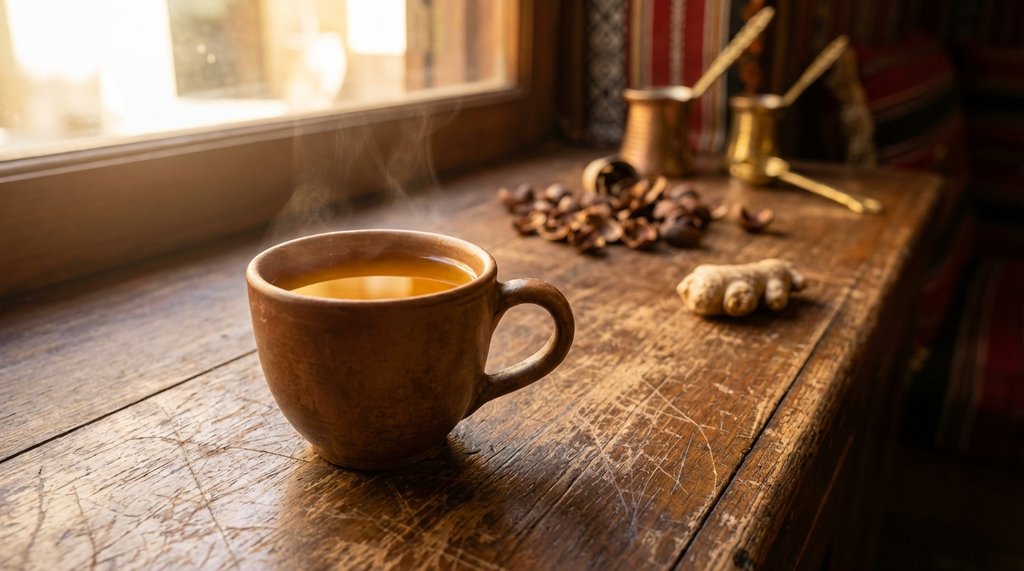 Qishr served at a traditional Yemeni coffee house