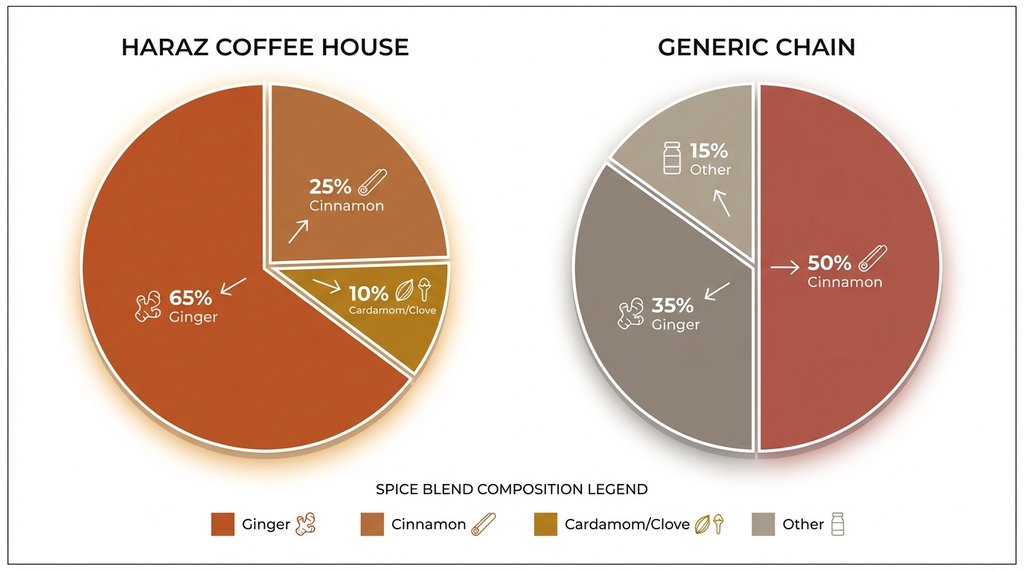 Infographic comparing spice ratios in qishr blends