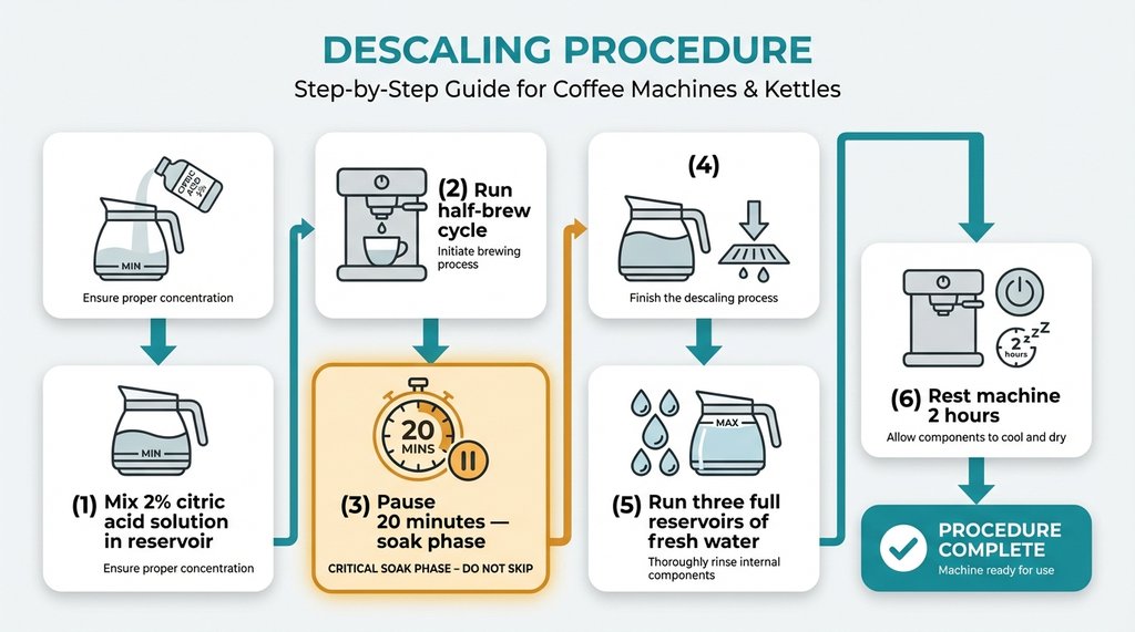 Step-by-step descaling procedure flowchart