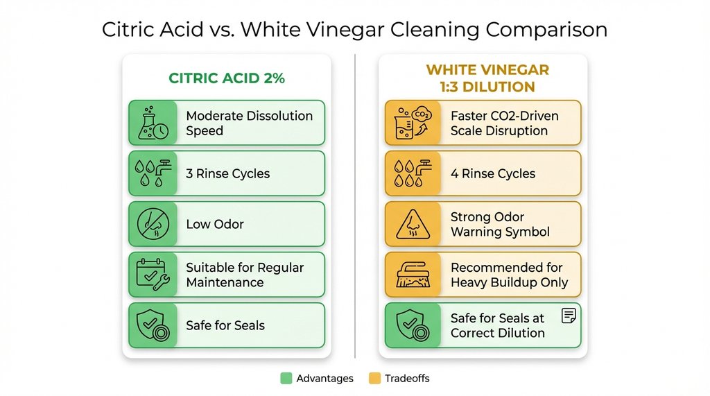 White vinegar vs citric acid descaler comparison