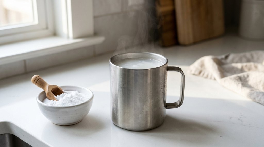 Baking Soda Soak in Stainless Mug