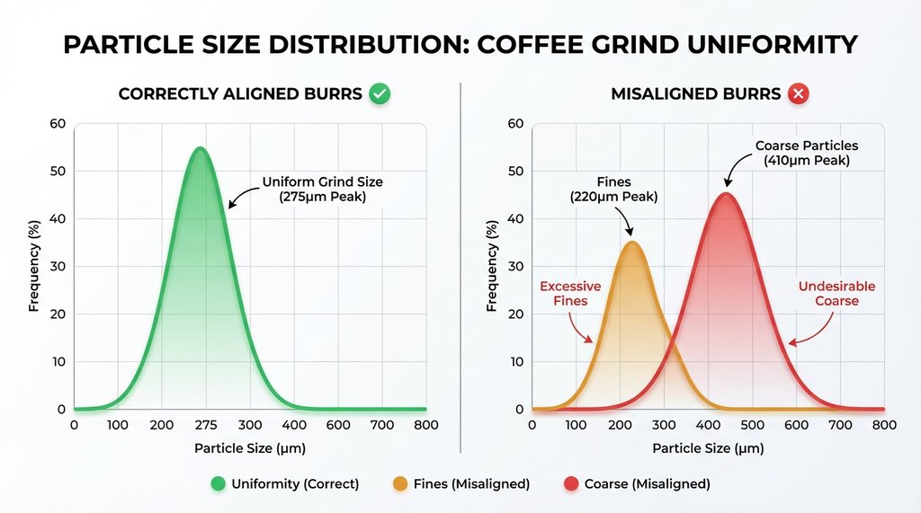 Side-by-side comparison of normal vs bimodal grind particle distribution