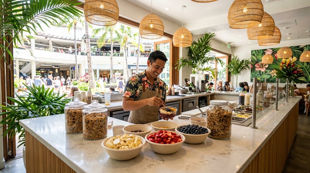 Island Vintage Coffee Counter and Ordering Area at Royal Hawaiian Center