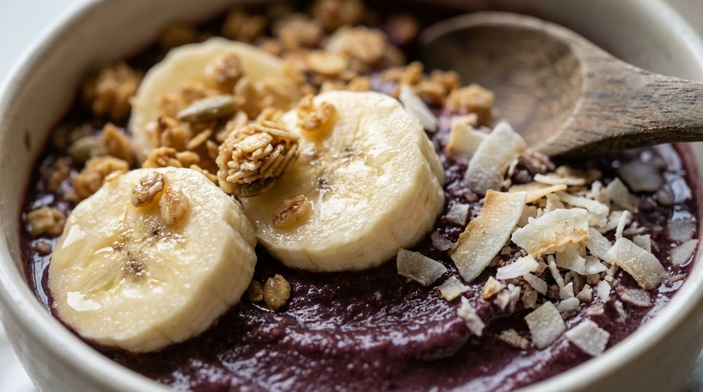 Close-Up of Acai Bowl Toppings Texture Detail