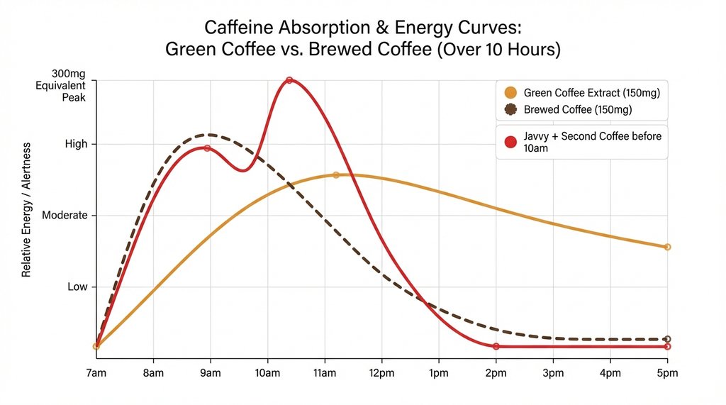 Green coffee extract caffeine absorption curve infographic