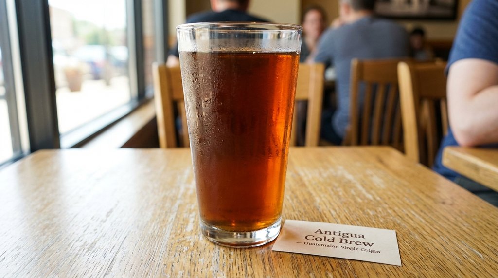 Antigua single-origin cold brew coffee in a glass