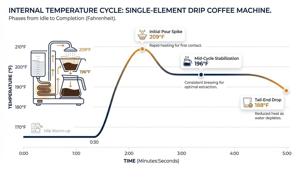 Drip machine heating element temperature cycle diagram