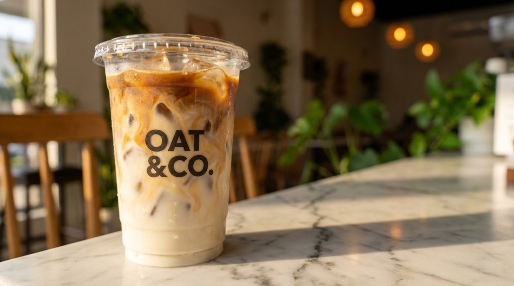 Iced Oat Milk Latte Close-Up