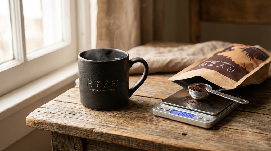 Morning Ryze mushroom coffee preparation ritual