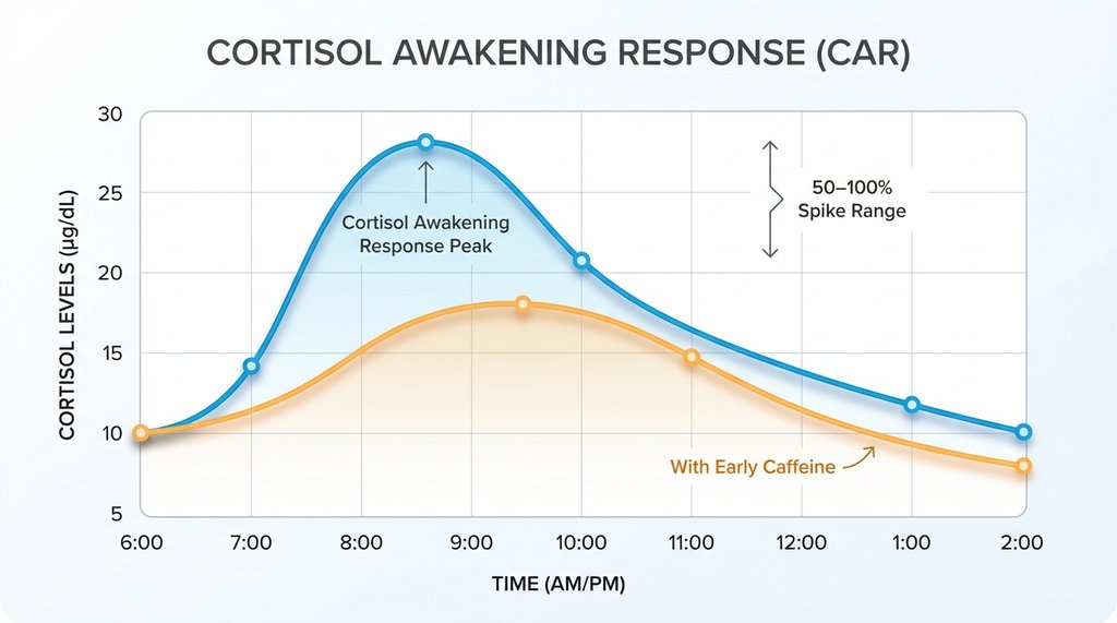 Cortisol awakening response curve infographic